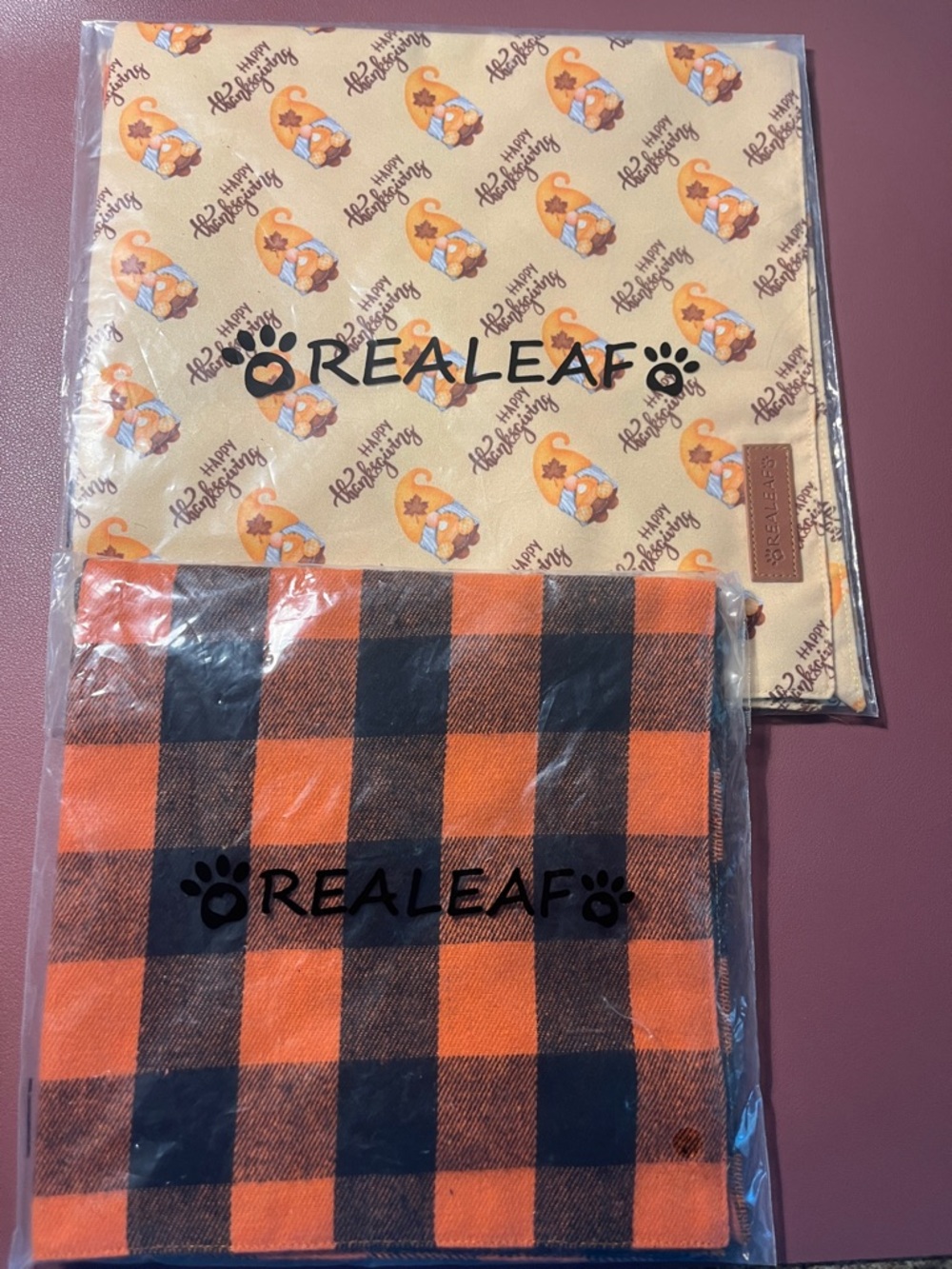 Orange & Black Buffalo Plaid Dog Bandana -